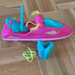 Barbie Jet Ski Toy w/ Life Jacket & Snorkel Accessories - FLOATS IN WATER